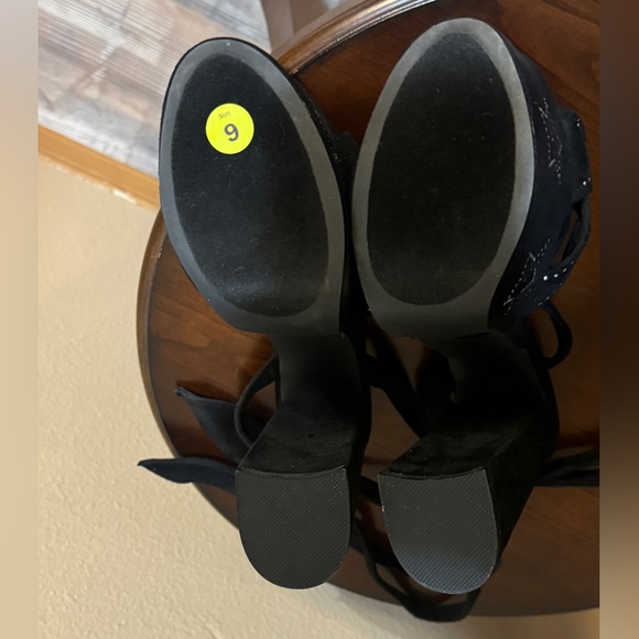 Wrap Style Rhinestone Star Peep Toe Platform Heels Sz 9 - Picture 4 of 9